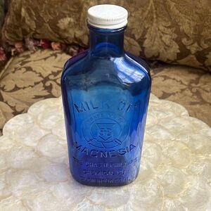 Philips Milk of Magnesia cobalt blue glass vintage Bottle